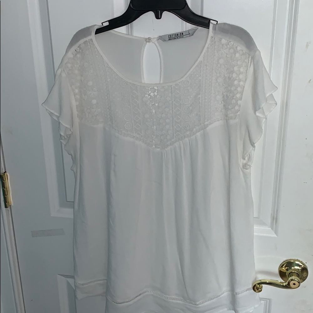 Cotton on white short sleeve blouse